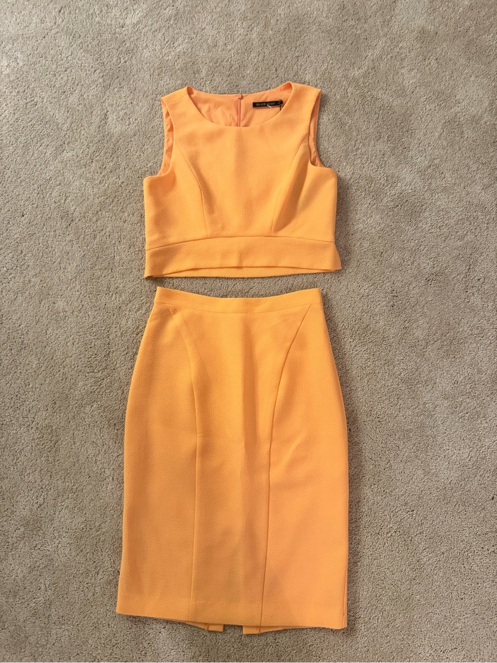 Black Halo Vibrant Orange Crop Top & Pencil Skirt Set